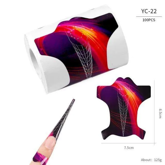 100 Pcs/Lot French Nail Form Tips Nail Extension Art Tools 24 Designs Acrylic Curve False Nails Art DIY Guide Forms Manicure Set