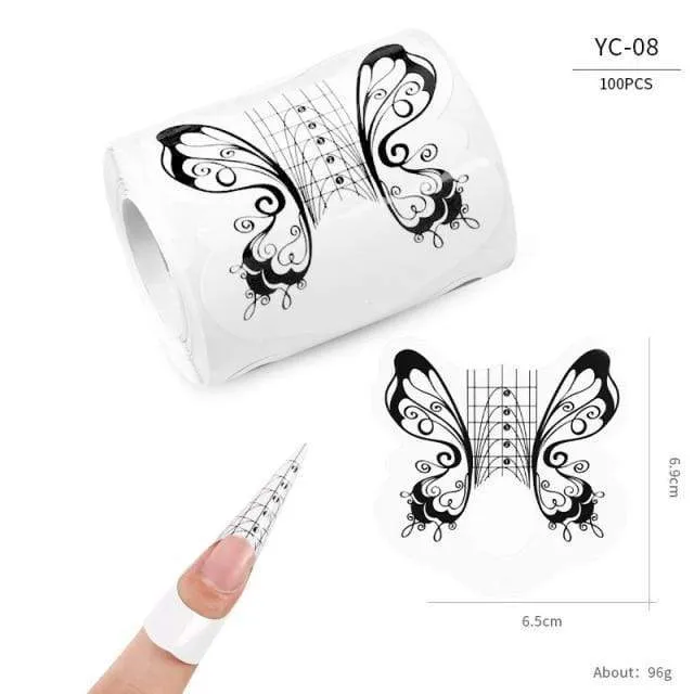 100 Pcs/Lot French Nail Form Tips Nail Extension Art Tools 24 Designs Acrylic Curve False Nails Art DIY Guide Forms Manicure Set