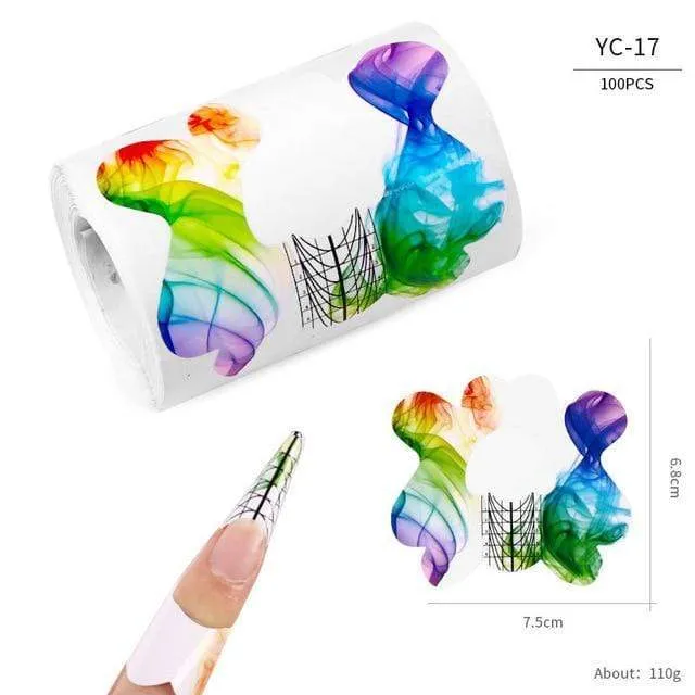 100 Pcs/Lot French Nail Form Tips Nail Extension Art Tools 24 Designs Acrylic Curve False Nails Art DIY Guide Forms Manicure Set