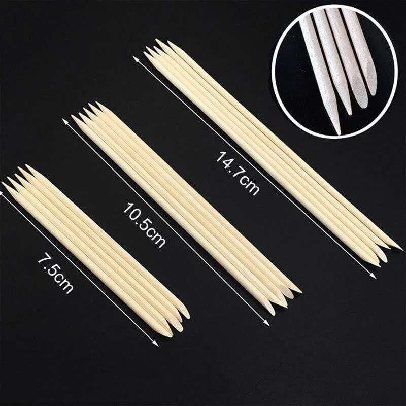 100pcs/lot Nail Art Wood Sticks Cleaning Orange Nail Dead Skin Fork Cuticle Pusher Remover Nail Care Tools For Finger