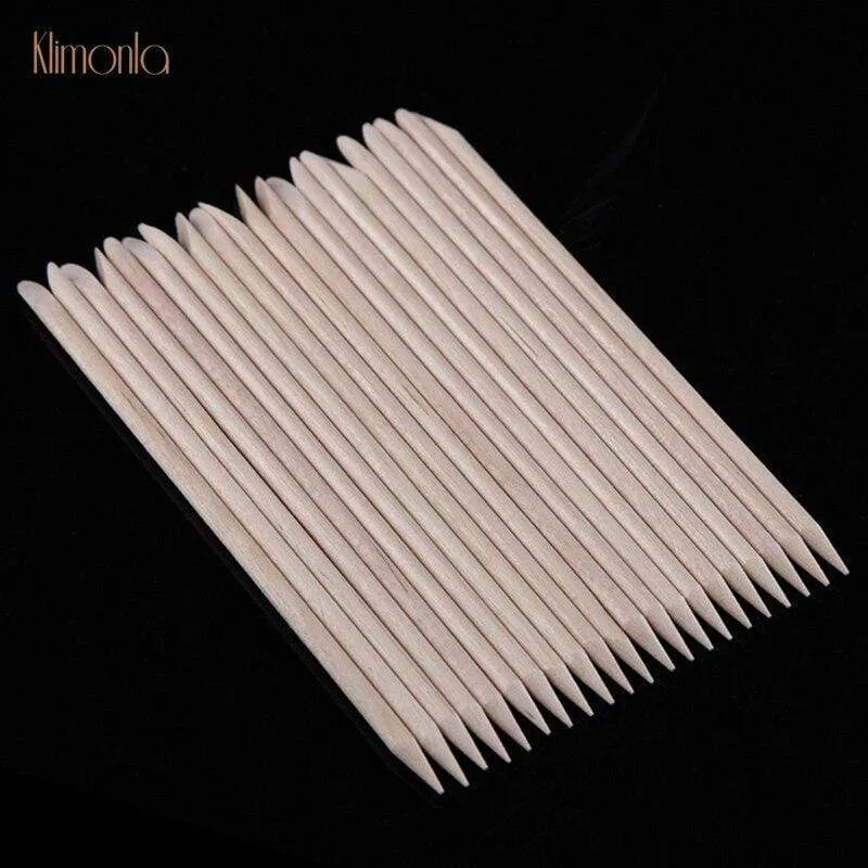 100pcs/lot Nail Art Wood Sticks Cleaning Orange Nail Dead Skin Fork Cuticle Pusher Remover Nail Care Tools For Finger