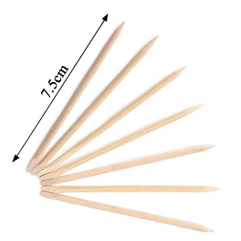 100pcs/lot Nail Art Wood Sticks Cleaning Orange Nail Dead Skin Fork Cuticle Pusher Remover Nail Care Tools For Finger