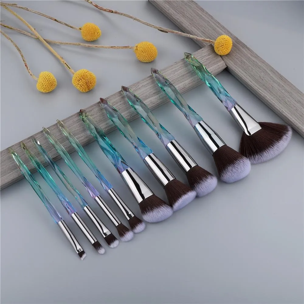 10pcs Crystal Silky Smooth Makeup Brush Set