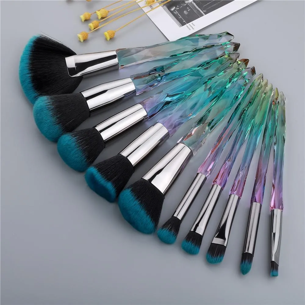 10pcs Crystal Silky Smooth Makeup Brush Set