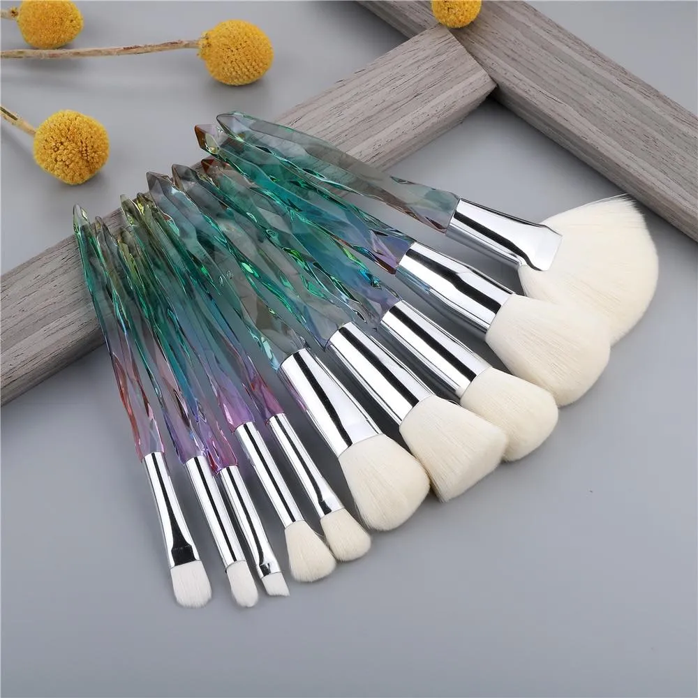 10pcs Crystal Silky Smooth Makeup Brush Set