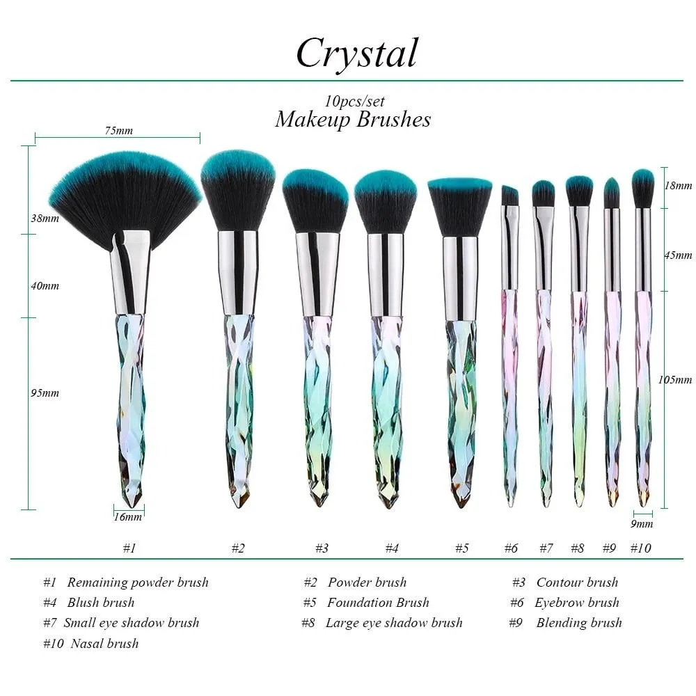 10pcs Crystal Silky Smooth Makeup Brush Set