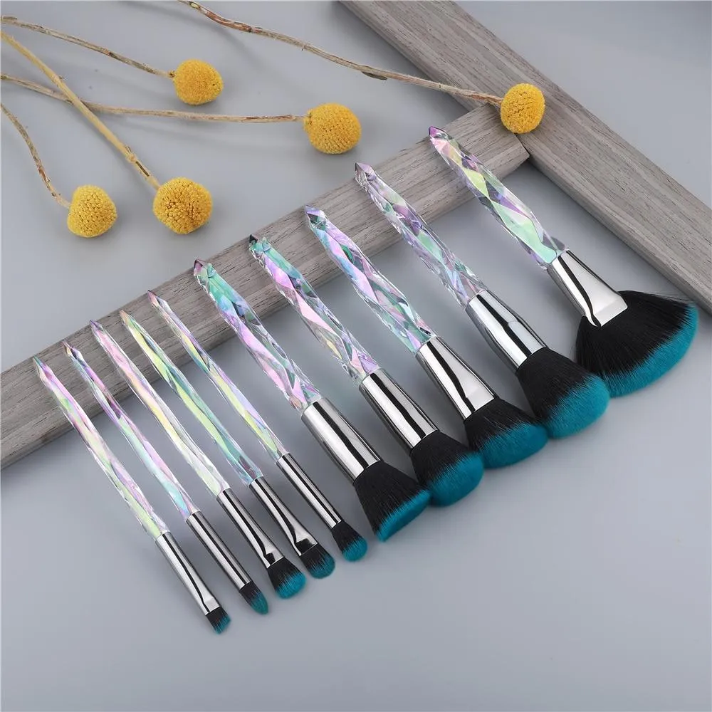 10pcs Crystal Silky Smooth Makeup Brush Set