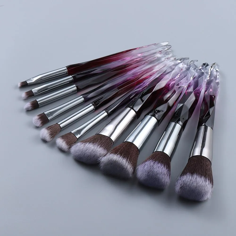 10pcs Crystal Silky Smooth Makeup Brush Set