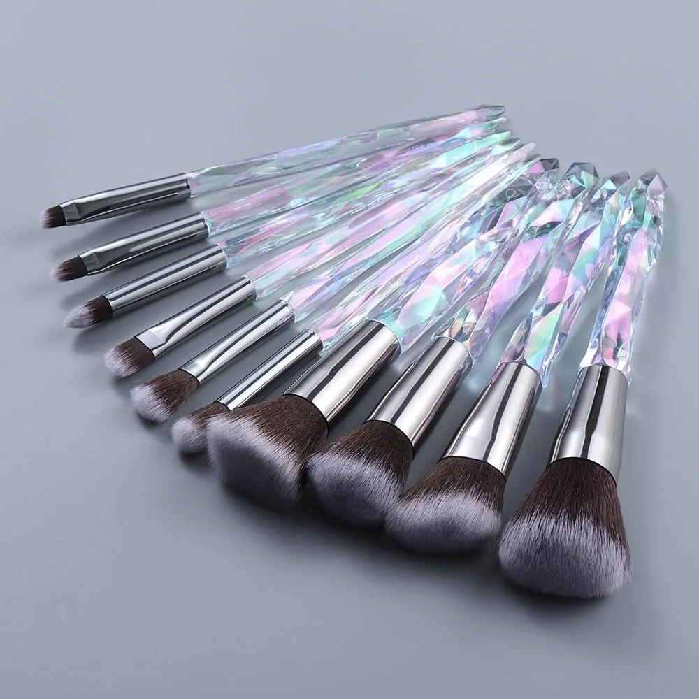 10pcs Crystal Silky Smooth Makeup Brush Set