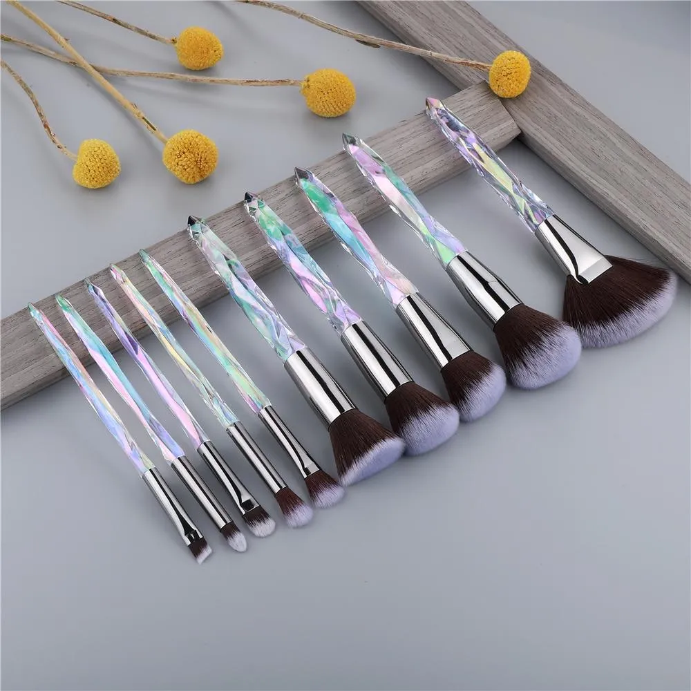 10pcs Crystal Silky Smooth Makeup Brush Set