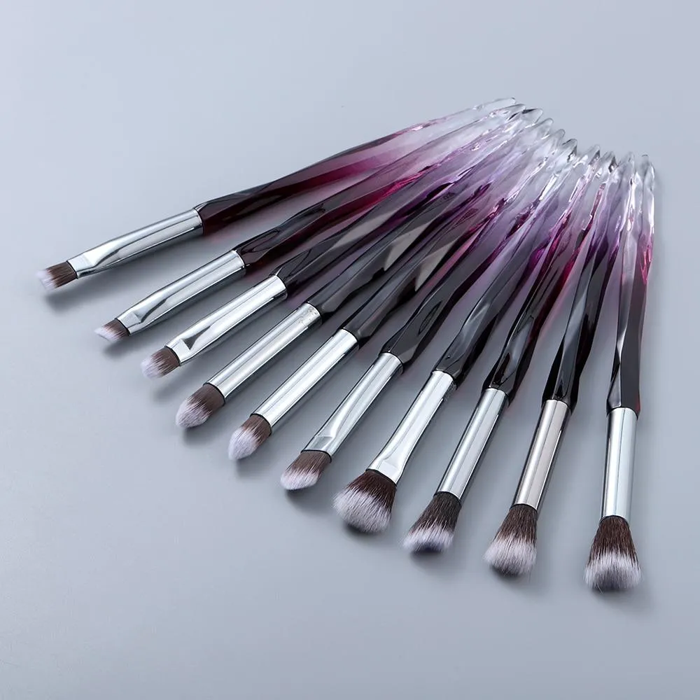 10pcs Crystal Silky Smooth Makeup Brush Set