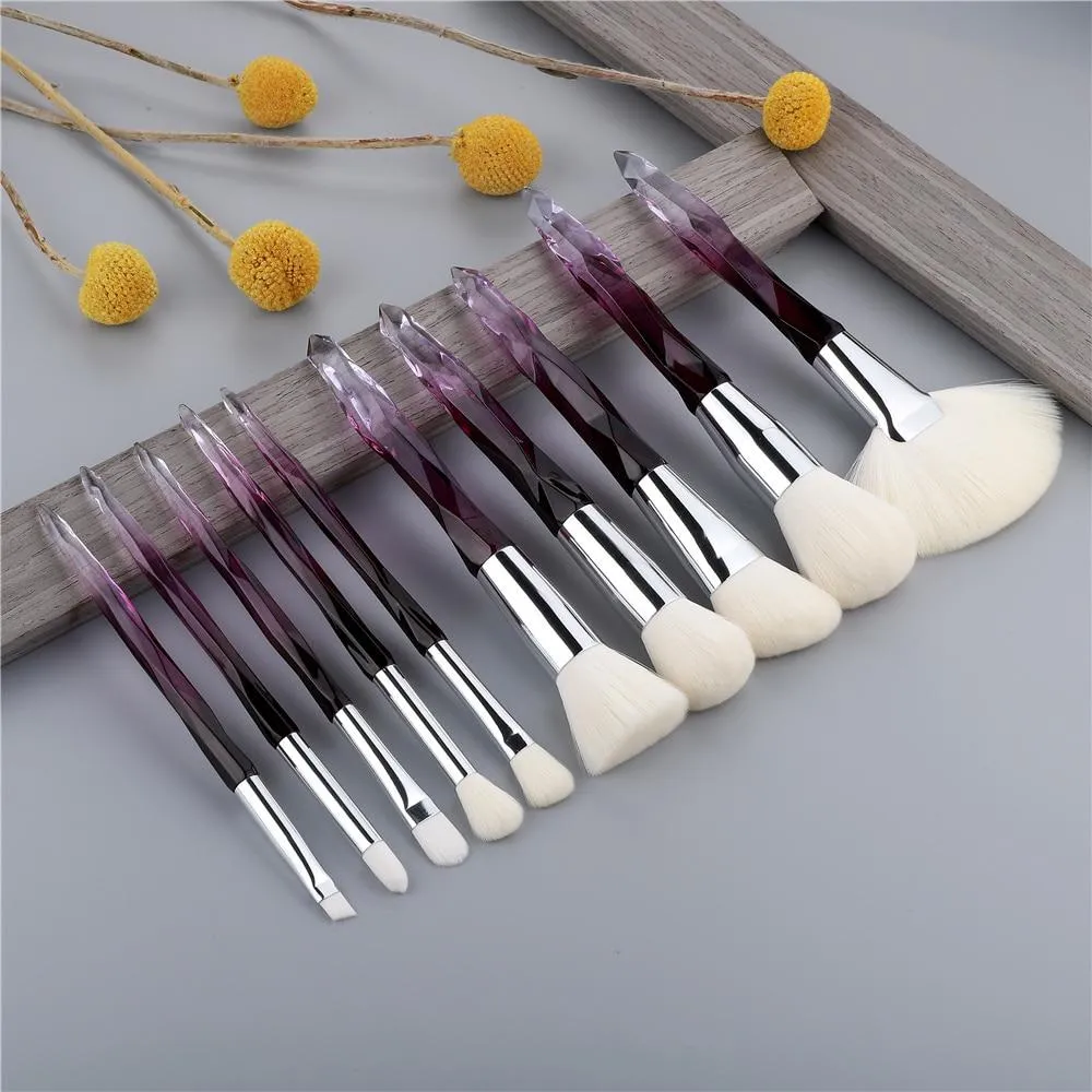 10pcs Crystal Silky Smooth Makeup Brush Set