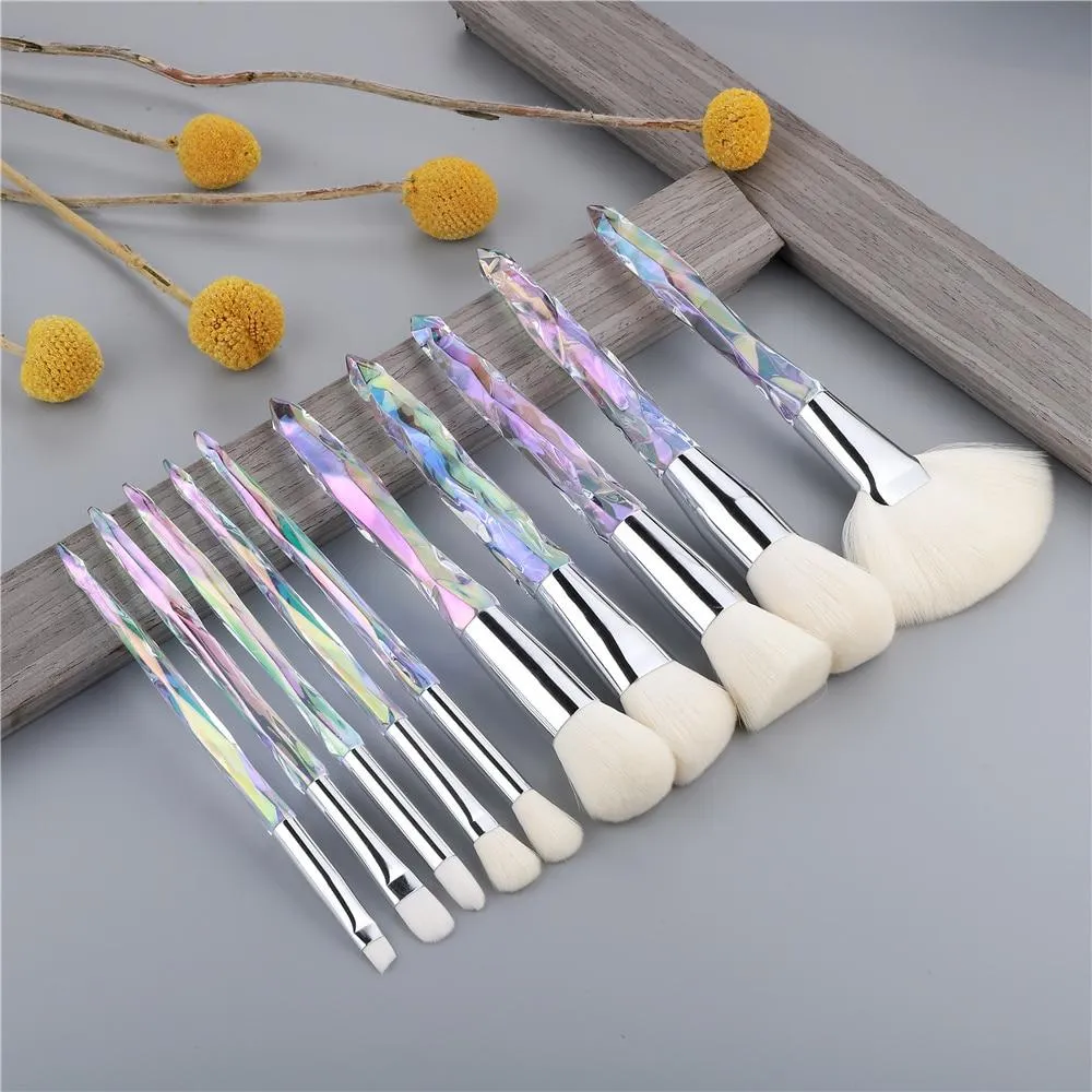 10pcs Crystal Silky Smooth Makeup Brush Set