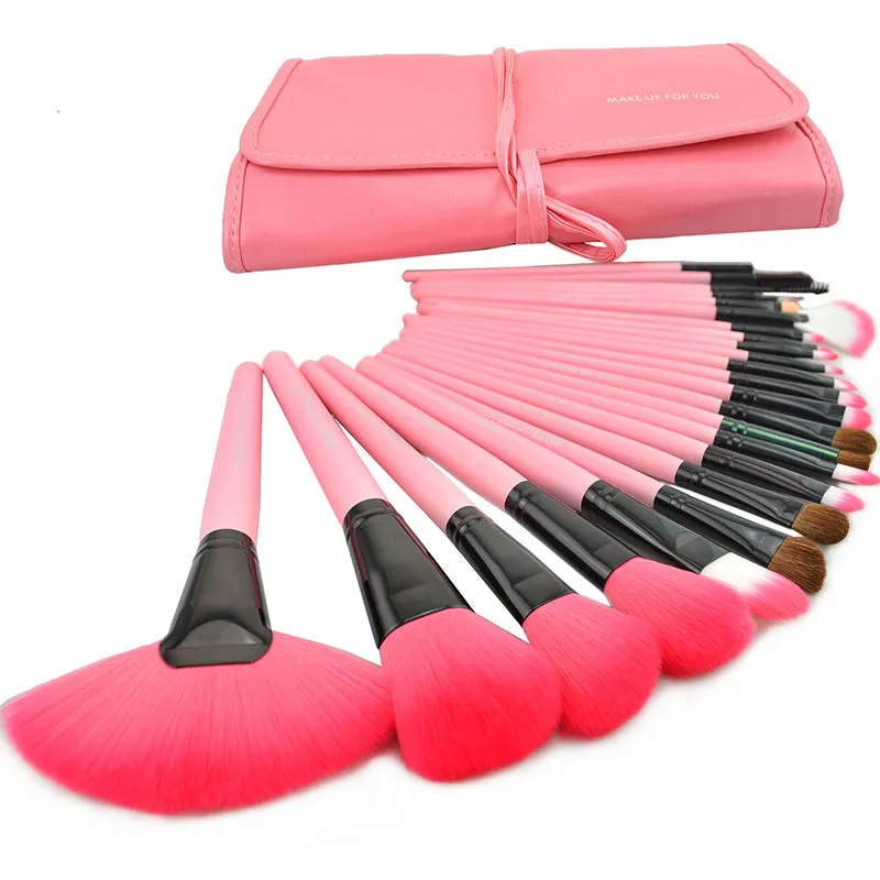 24 Pink Black Log Makeup Brush Set Makeup Tools Combination