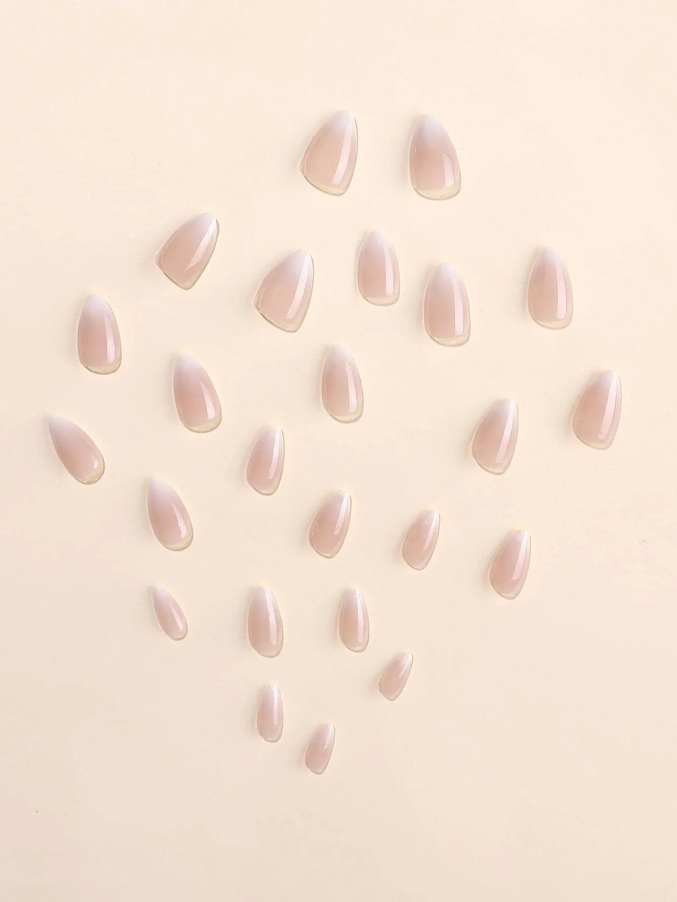 24pcs Almond Nude Ombre Glossy Fake Nail Press On Nails False Nails Glue On