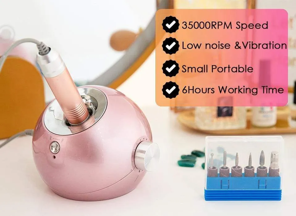 35000RPM Portable Rechargeable Electric Nail Drill Machine File Pedicure Equipment Manicure Kit Nail Gel Art Polishing Tools