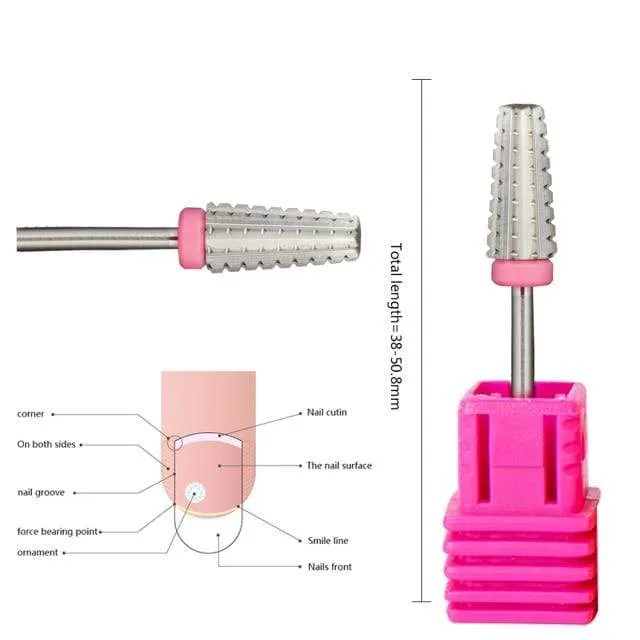 5 IN 1 Two-way Carbide Nail Drill Bits Manicure Pedicure Machine Milling Cutter Nail Files Remove Gel Polish Nail Art Tools