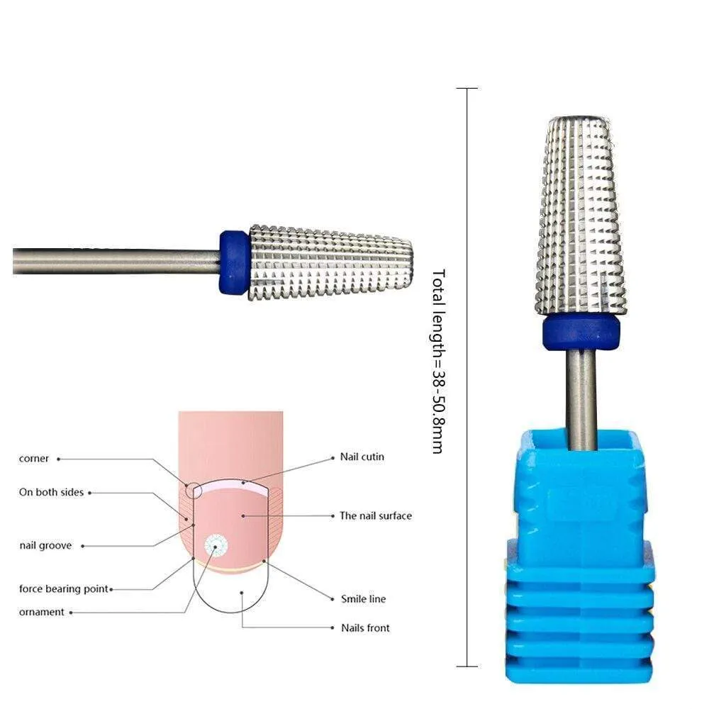 5 IN 1 Two-way Carbide Nail Drill Bits Manicure Pedicure Machine Milling Cutter Nail Files Remove Gel Polish Nail Art Tools