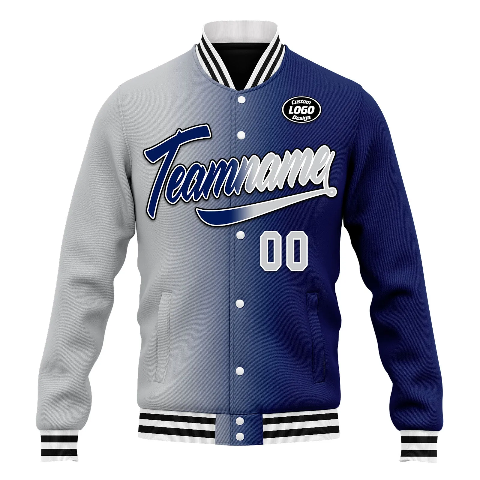 Custom Gradient Fashion Jacket Bomber Full-Snap Varsity Letterman Personalized Jacket FZ005-D028015-15