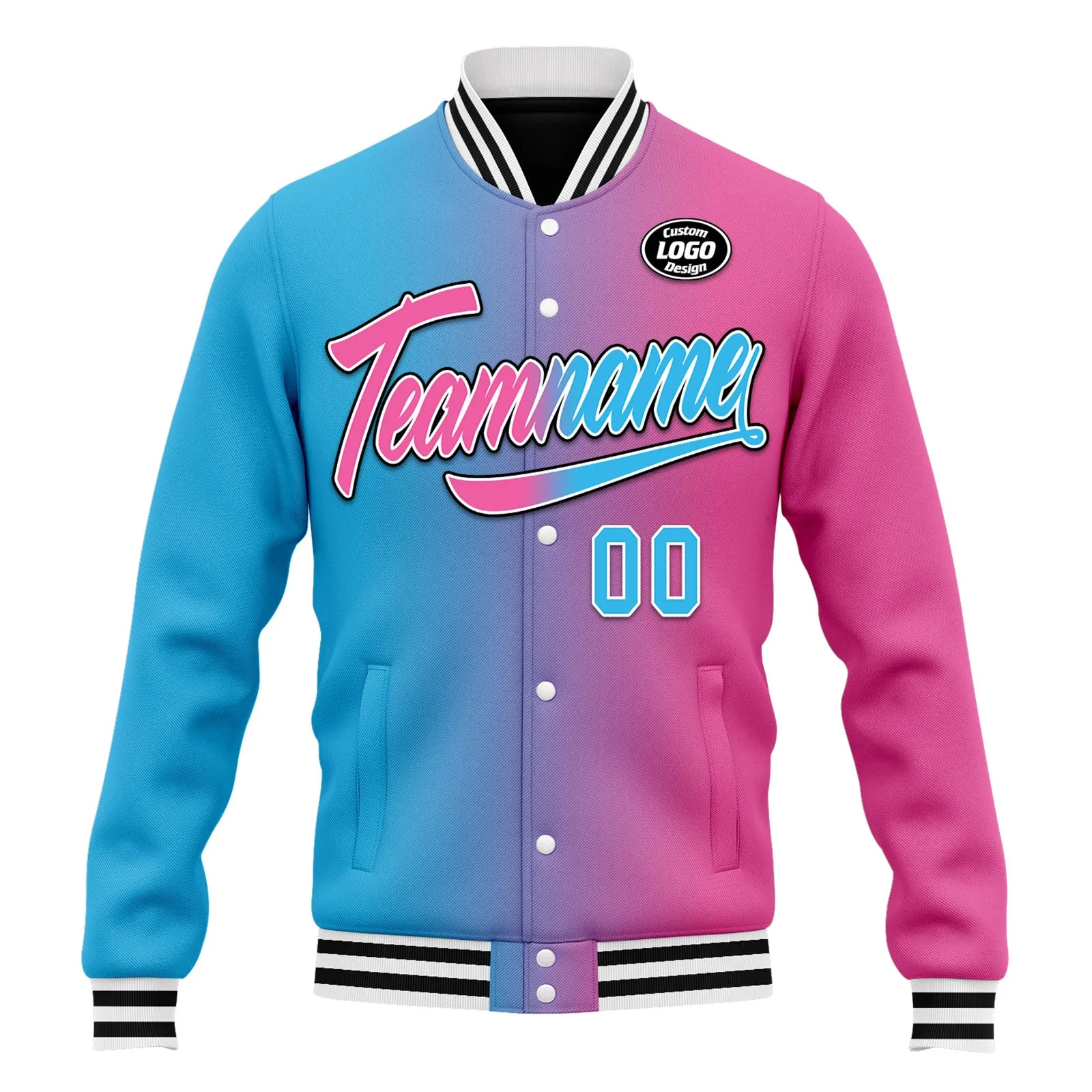 Custom Gradient Fashion Jacket Bomber Full-Snap Varsity Letterman Personalized Jacket FZ005-D028015-2