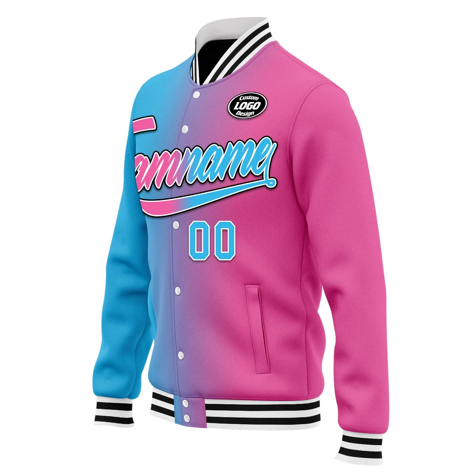 Custom Gradient Fashion Jacket Bomber Full-Snap Varsity Letterman Personalized Jacket FZ005-D028015-2