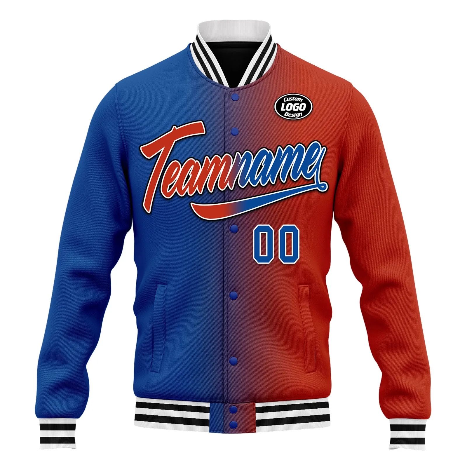 Custom Gradient Fashion Jacket Bomber Full-Snap Varsity Letterman Personalized Jacket FZ005-D028016-14