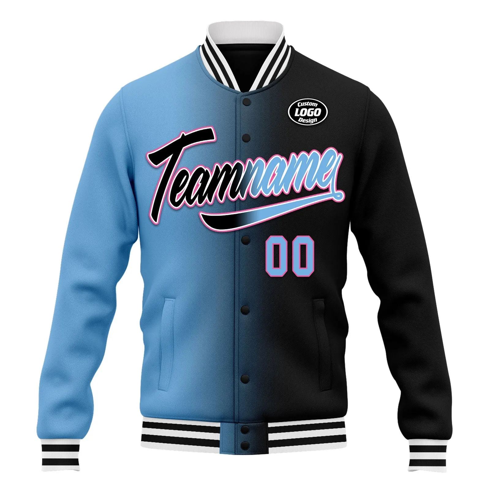 Custom Gradient Fashion Jacket Bomber Full-Snap Varsity Letterman Personalized Jacket FZ005-D028016-27