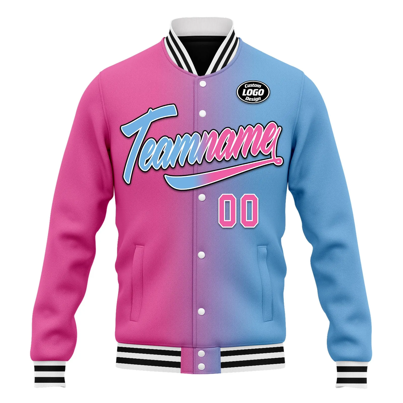 Custom Gradient Fashion Jacket Bomber Full-Snap Varsity Letterman Personalized Jacket FZ005-D028016-29