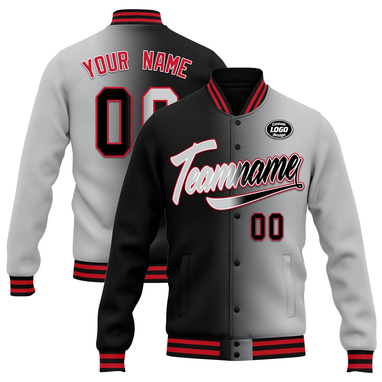 Custom Gradient Fashion Jacket Bomber Full-Snap Varsity Letterman Personalized Jacket FZ005-D028016-2