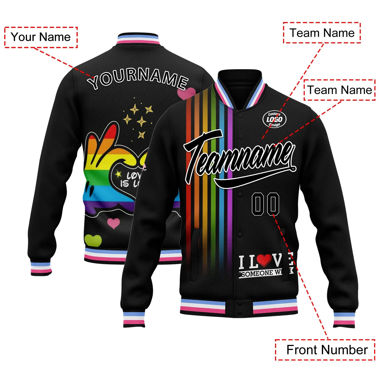 Custom Jacket Bomber Full-Snap Varsity Letterman Personalized Jacket FZ005-D025003-12