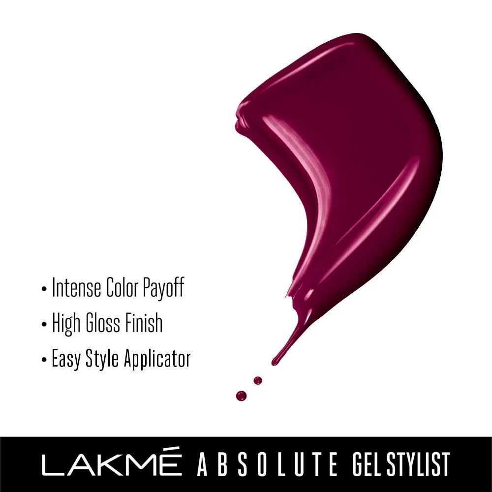 Lakmé Absolute Gel Stylist Shimmery Finish Nail Color, Royalty, 12Ml