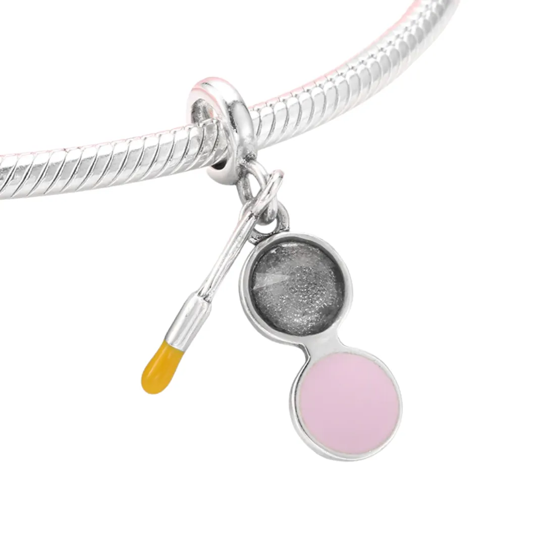 Makeup Blush Brush Charm 925 Sterling Silver