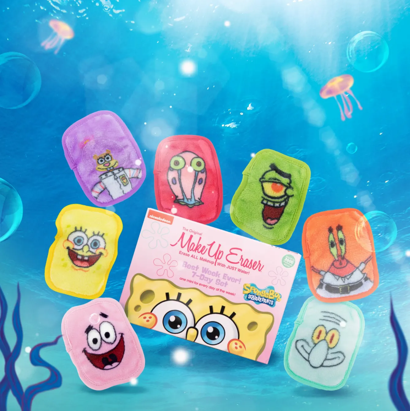 MakeUp Eraser - 7 Day Set - Sponge Bob