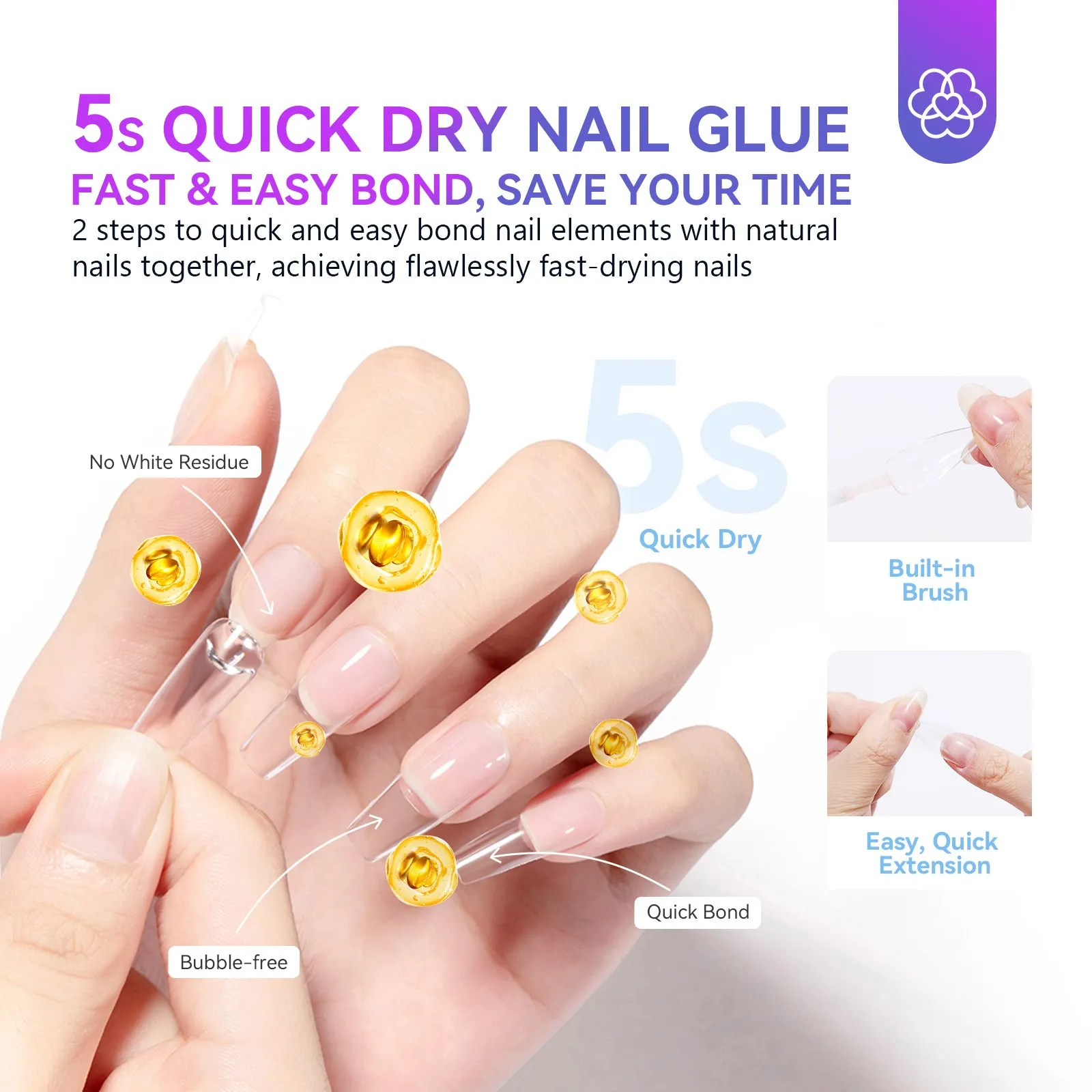 Nail Glue - 5s Fast Dry, Extra Strong, 10ml