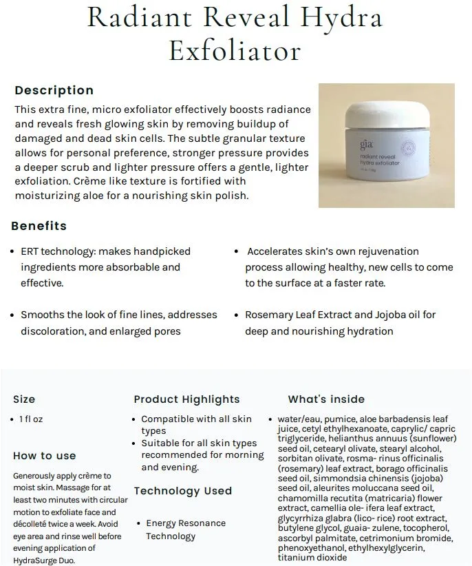 Radiant Reveal Hydra Exfoliator - AUS/NZ