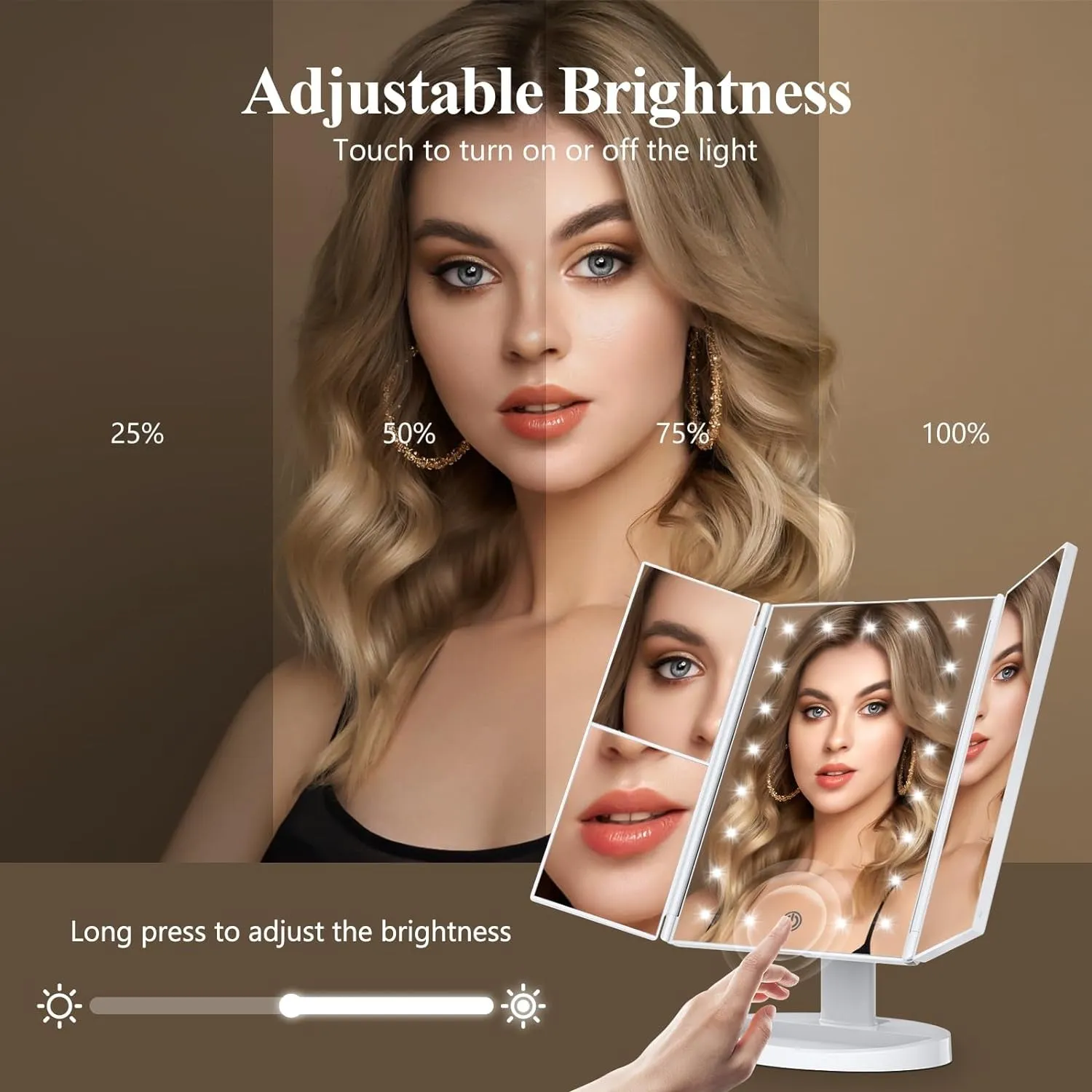 Spring Makeup Mirror Vanity Mirror with Lights, 2X 3X 10X Magnification