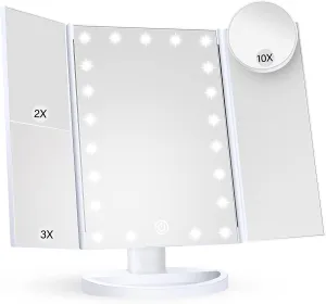 Spring Makeup Mirror Vanity Mirror with Lights, 2X 3X 10X Magnification